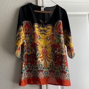 LAVENDER & HONEY Silky Patterned Tunic